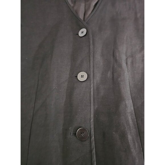 Vintage ANN TAYLOR Jacket Size 10 Black Four Button Casual Summer Linen Blend - Picture 3 of 5